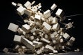 A Pile of White Blocks on a Black Background Royalty Free Stock Photo