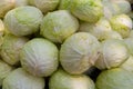 Pile of white cabbage at an Indian food market