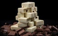 A Pile of White Chocolate Bricks with Melting Texture.ai