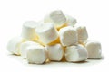 A pile of white marshmallows on a white background Royalty Free Stock Photo
