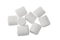 A pile of white marshmallows on a white background Royalty Free Stock Photo