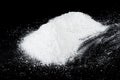 Pile of white snow isolated on black background. White snow at night Royalty Free Stock Photo