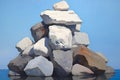 Pile of white stones on blue sky background Royalty Free Stock Photo