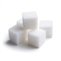 A pile of white sugar cubes on a white background Royalty Free Stock Photo