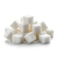 Pile of white sugar cubes on a white background Royalty Free Stock Photo