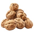 A Pile of Whole Walnuts Against a Black Background Royalty Free Stock Photo