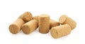 Pile of wine corks on white background. Bottle cap Royalty Free Stock Photo