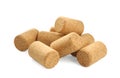 Pile of wine corks on white background. Bottle cap Royalty Free Stock Photo