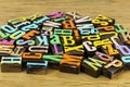 Pile wood block letters letterpress type