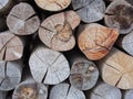 Pile of wood logs, Fire wood stock for background use