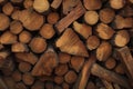 Pile of wood logs Firewood stacked and ready for winter Royalty Free Stock Photo