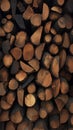 Pile of wood logs Firewood stacked and ready for winter Royalty Free Stock Photo