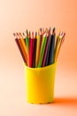 The pile of wooden colored pencils for drawing Royalty Free Stock Photo