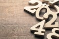 2024 in the pile of wooden numbers Royalty Free Stock Photo