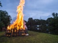 Raging Bonfire. Pile of burning pallets