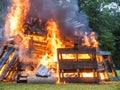 Raging Bonfire. Pile of burning pallets