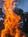 Raging Bonfire. Pile of burning pallets