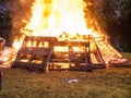 Raging Bonfire. Pile of burning pallets