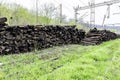 Pile of wooden railway sleepers