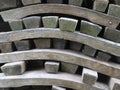 Pile of wooden staves of an old beer keg or barrel