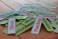 pile of word cards on table Royalty Free Stock Photo