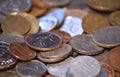 Pile of world coins with macro Royalty Free Stock Photo