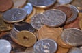 Pile of world coins with macro Royalty Free Stock Photo