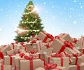 Pile of wrapped christmas gifts as postal parcel packages 3d-illustration Royalty Free Stock Photo