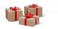 Pile of wrapped christmas presents as postal parcel packages 3d-illustration