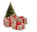 Pile of wrapped christmas presents as postal parcel packages 3d-illustration Royalty Free Stock Photo