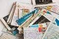 Pile of written postcards in disorder. Royalty Free Stock Photo
