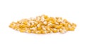 Pile of yellow corn kernels isolated over the white background Royalty Free Stock Photo