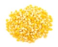 Pile of yellow corn kernels isolated over the white background Royalty Free Stock Photo