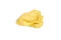 Pile of yellow crispy ribbed potato chips isolated on white background Royalty Free Stock Photo