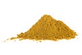 Pile of yellow curry powder isolated on white background Royalty Free Stock Photo