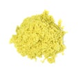 Pile of yellow kinetic sand on white background, top view Royalty Free Stock Photo