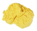 Pile of yellow kinetic sand on white background, top view Royalty Free Stock Photo