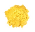 Pile of yellow kinetic sand on white background, top view Royalty Free Stock Photo