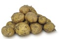 Pile of young potatos isolated on white background