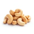 Piled Cashew Nuts Isolated on White Background. Generative ai