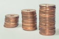 Piled coins isolated on a white background Royalty Free Stock Photo