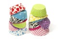 Piles of all colors cupcake paper cups. Royalty Free Stock Photo