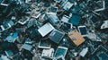 A pile of broken electronics and other items are scattered on the ground, AI Royalty Free Stock Photo