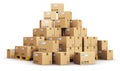 Piles of cardboard boxes on shipping pallets Royalty Free Stock Photo