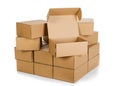 Piles of cardboard boxes on a white background Royalty Free Stock Photo