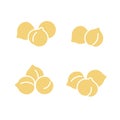 Small heaps of chickpeas set. Flat vector illustration isolated on white background. Royalty Free Stock Photo