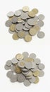Piles of Coins on White Background Royalty Free Stock Photo