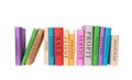 Piles of colorful business books isolated on a white background