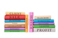 Piles of colorful business books isolated on a white background Royalty Free Stock Photo