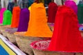 Piles of colorful powdered dyes